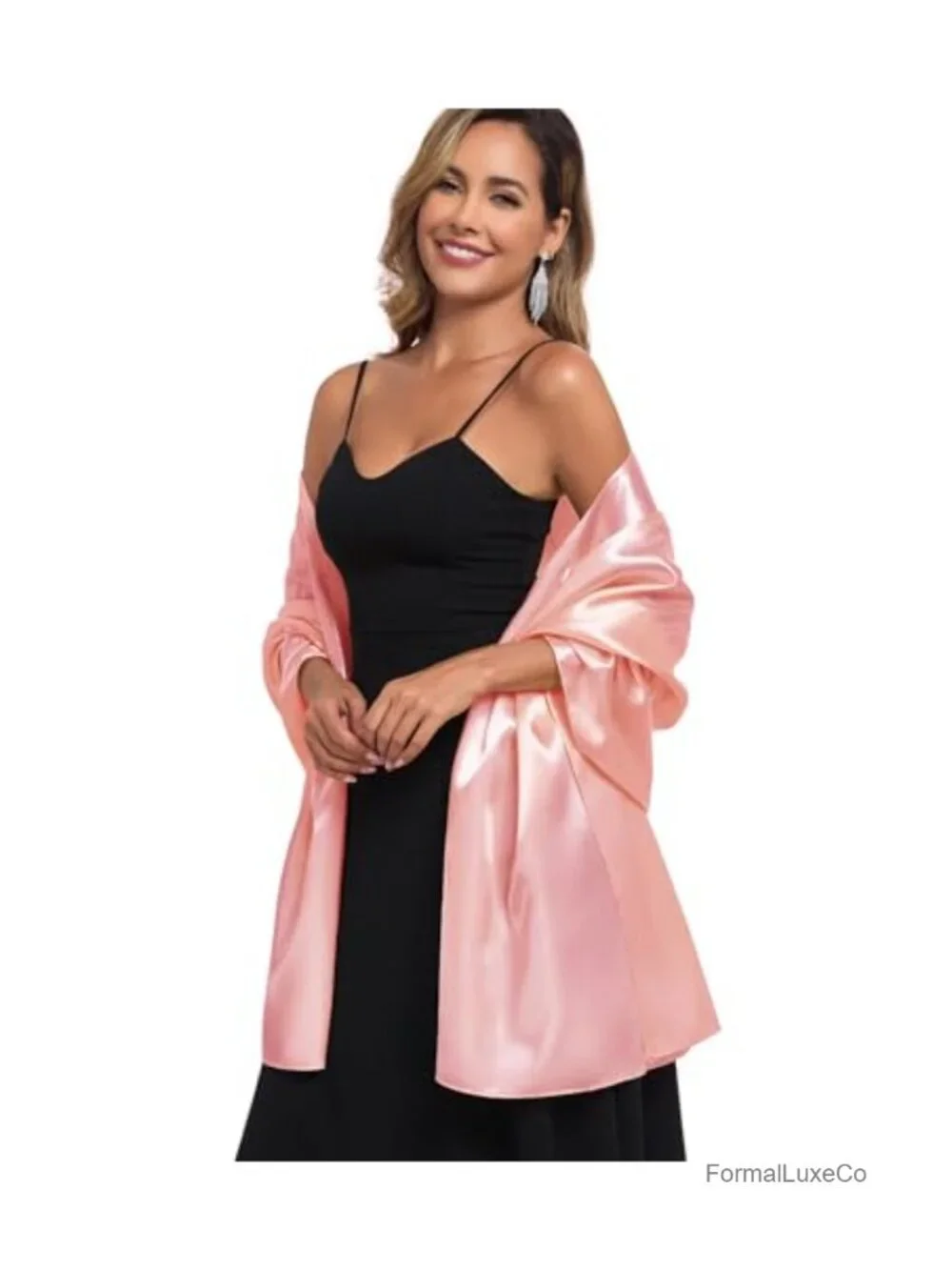 Satin Wrap Scarf for Evening Dresses Wedding Guest Shawl